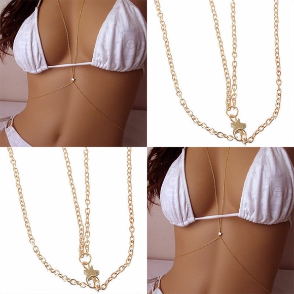 Gold Star Body Chain Necklace and Waist - Picture 3 of 6